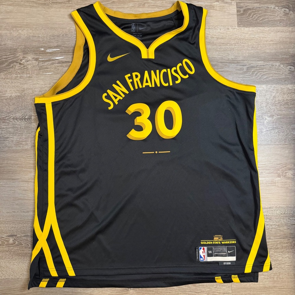 Nike Stephen Curry Golden State Warriors City Edition Jersey Mens XXL 56 Black